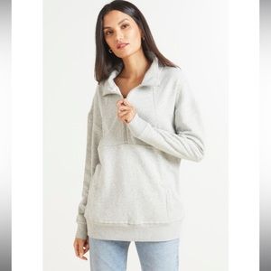 Evereve Hadley Seamed Half Zip Pullover Sweatshirt Gray Small